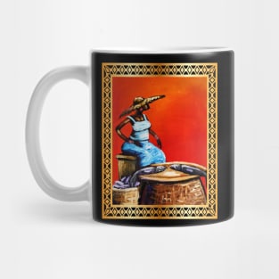 African Woman Selling Fish, African Artwork Mug